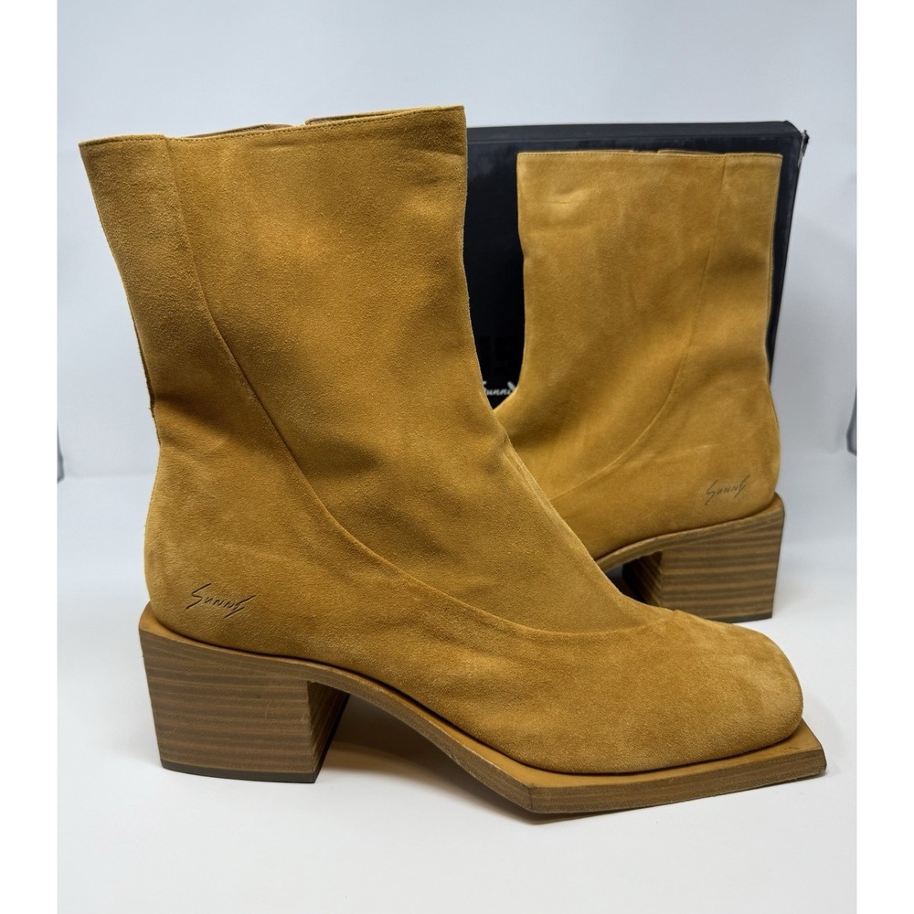 Sunni Sunni Stacked Heel Camel Suede Boots Size 13 US 46 EU